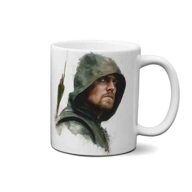 (6811) 2 ماگ طرح پرتره گرین ارو با کلاه (Green Arrow) - تصویر 1