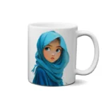 ماگ طرح دختر با حجاب آبی آسمانی