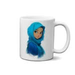 ماگ طرح دختر با حجاب آبی روشن ایستاده