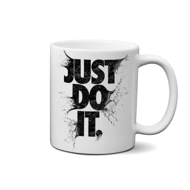 (10788) 2 ماگ طرح شعار Just Do It (نایکی) با افکت پاشش رنگ - تصویر 1