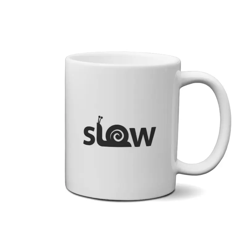(10793) 2 ماگ طرح تایپوگرافی کلمه Slow به شکل حلزون - تصویر 1
