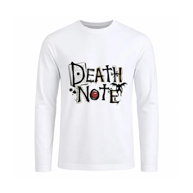 10920-5 تیشرت مردانه آستین بلند طرح لوگوتایپ انیمه دث نوت همراه با سیب و شینیگامی (ریوک) - تصویر 1