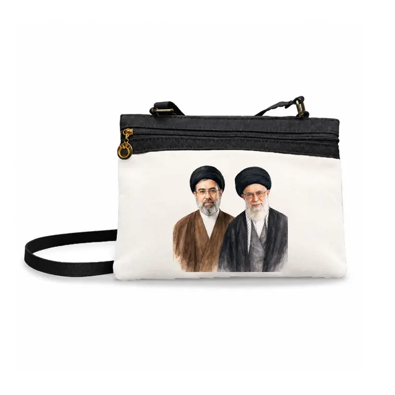 13657-10 کیف زنانه دوشی طرح نقاشی شهید سید علی خامنه ای و سید مجتبی خامنه ای - تصویر 1