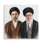 تابلو شاسی مربعی طرح نقاشی شهید سید علی خامنه ای و سید مجتبی خامنه ای