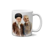 ماگ طرح نقاشی شهید سید علی خامنه ای و شهید حاج قاسم سلیمانی