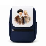 کیف کوله پشتی طرح نقاشی شهید سید علی خامنه ای و شهید حاج قاسم سلیمانی