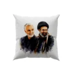 کوسن طرح نقاشی سید مجتبی خامنه ای و شهید حاج قاسم سلیمانی
