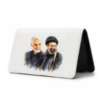 کیف پول مخمل زنانه طرح نقاشی سید مجتبی خامنه ای و شهید حاج قاسم سلیمانی