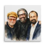 تابلو شاسی مربعی طرح نقاشی اصغر فرهادی,مسعود کیمیایی و داریوش مهرجویی
