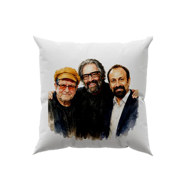 13661-3 کوسن طرح نقاشی اصغر فرهادی,مسعود کیمیایی و داریوش مهرجویی - تصویر 1