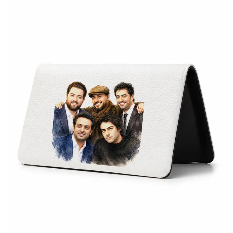 13662-8 کیف پول مخمل زنانه طرح نقاشی رضا گلزار , شهاب حسینی , بهرام رادان , مصطفی زمانی و جواد عزتی - تصویر 1