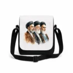 کیف دوشی پاسپورتی مردانه طرح نقاشی شهید سید علی خامنه ای , امام خمینی و سید مجتبی خامنه ای