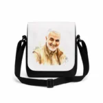 کیف دوشی پاسپورتی مردانه طرح نقاشی شهید حاج قاسم سلیمانی
