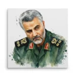 تابلو شاسی مربعی طرح نقاشی شهید حاج قاسم سلیمانی