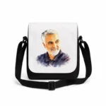 کیف دوشی پاسپورتی مردانه طرح نقاشی شهید حاج قاسم سلیمانی