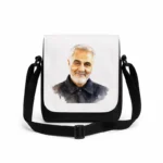 کیف دوشی پاسپورتی مردانه طرح نقاشی شهید حاج قاسم سلیمانی