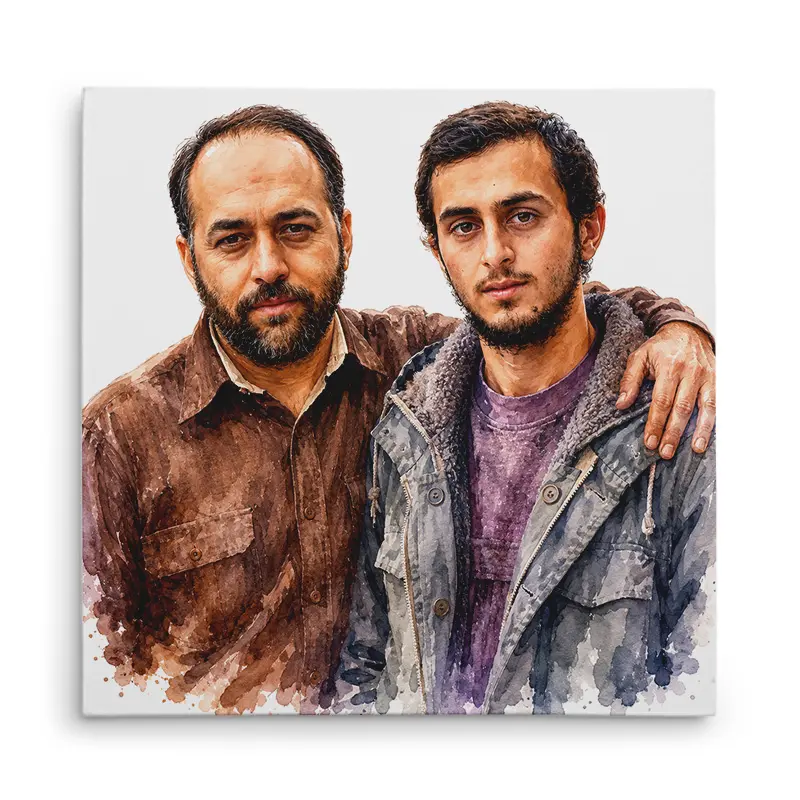 13712-14 تابلو شاسی مربعی طرح نقاشی شهید مجتبی مشکاتی و شهید حامد(حسن) مشکاتی - تصویر 1