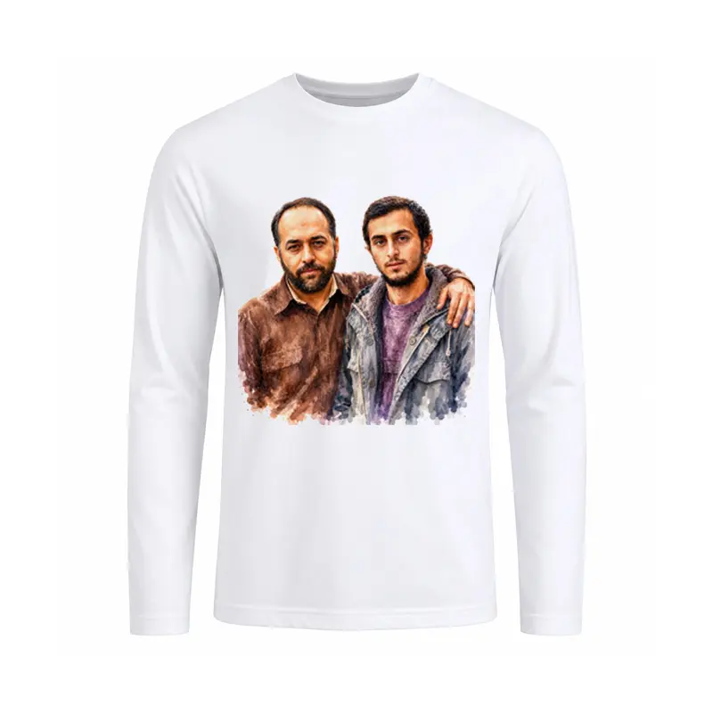 13712-5 تیشرت مردانه آستین بلند طرح نقاشی شهید مجتبی مشکاتی و شهید حامد(حسن) مشکاتی - تصویر 1