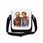 کیف دوشی پاسپورتی مردانه طرح نقاشی شهید مجتبی مشکاتی و شهید حامد(حسن) مشکاتی