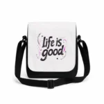کیف دوشی پاسپورتی مردانه طرح تایپوگرافی life is good