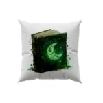 کوسن طرح کتاب جادویی سبز با ماه