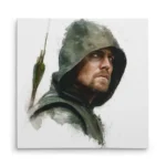 تابلو شاسی مربعی طرح پرتره گرین ارو با کلاه (Green Arrow)