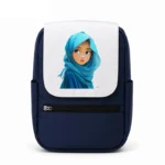کیف کوله پشتی طرح دختر با حجاب آبی آسمانی