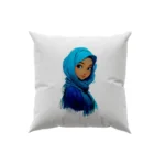 کوسن طرح دختر با حجاب آبی روشن ایستاده