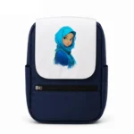 کیف کوله پشتی طرح دختر با حجاب آبی روشن ایستاده