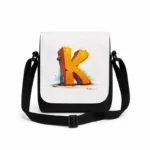 کیف دوشی پاسپورتی مردانه طرح حرف K طرح هیولای نارنجی و زرد