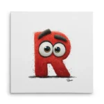 تابلو شاسی مربعی طرح حرف R قرمز هیولایی