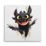 تابلو شاسی مربعی طرح اژدهای بی دندان (Toothless) شاد