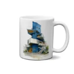 ماگ طرح اسکچ معماری ساختمان آبی