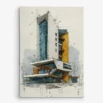 تابلو شاسی عمودی طرح اسکچ معماری ساختمان معلق